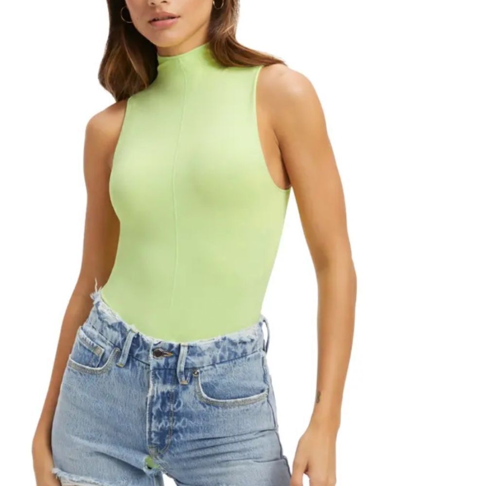 Good American so soft sleeveless bodysuit 1/2 key lime